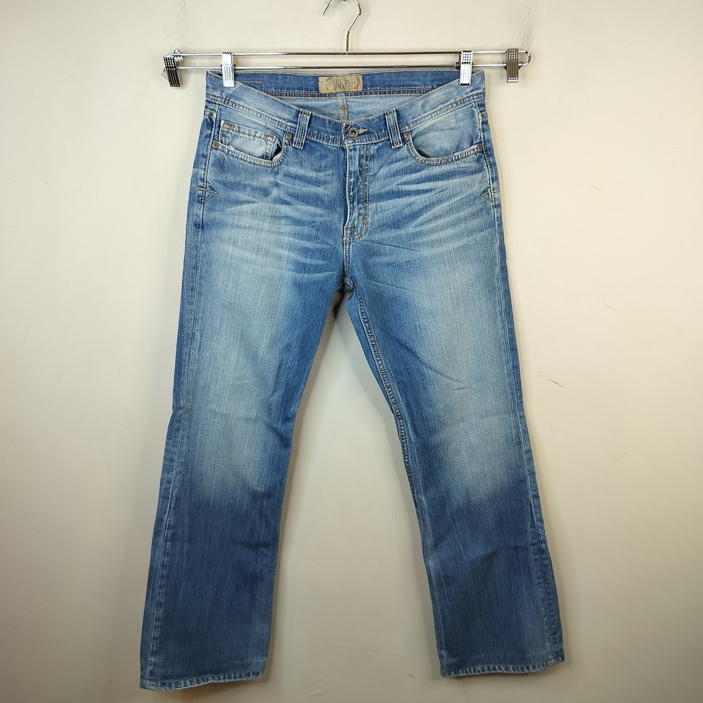 BKE Cole Denim Jeans Mens 32 x 30 (Hemmed) Straight Leg Casual Faded Blue